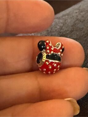 Red and Black Enamel Minnie Mouse Charm Pendant